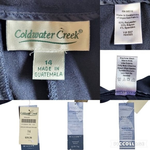 Coldwater Creek blue Willow Wide Leg Trouser Dress pants sz 14 MISSES - Picture 12 of 12